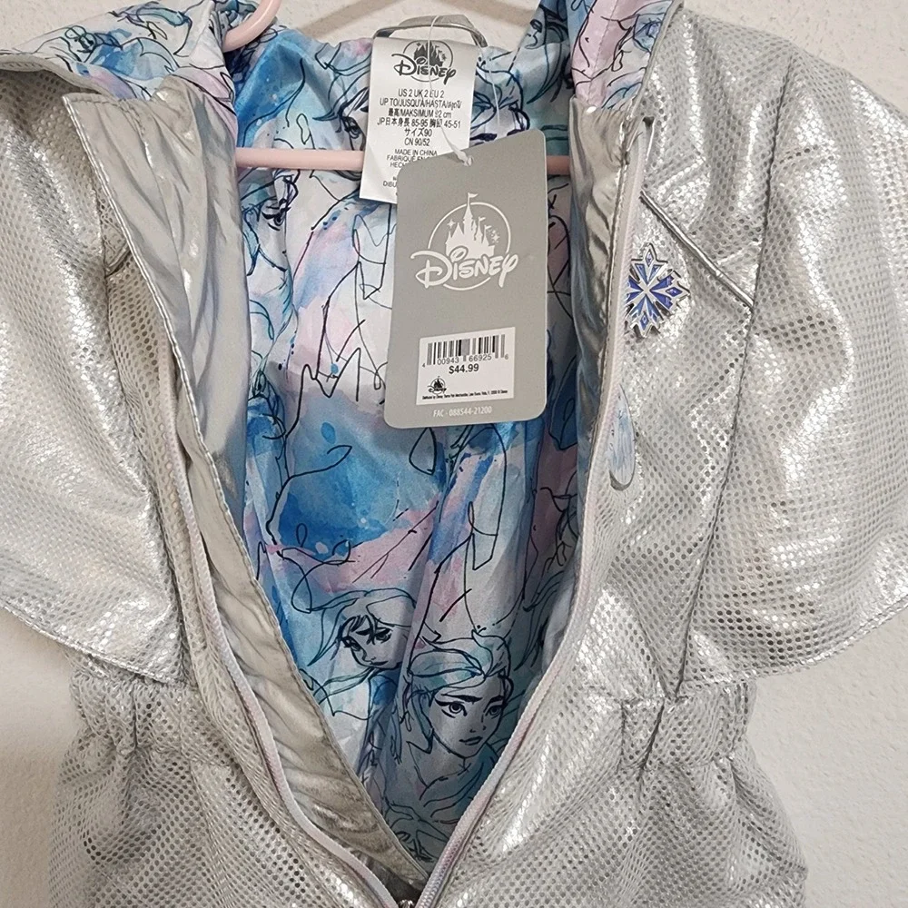 Disney Frozen Elsa Anna Silver Hooded Cape Jacket Girls Size 2T Shimmer‎ Mesh